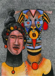 Together-forever、2012（紙にペン、インク、色鉛筆）